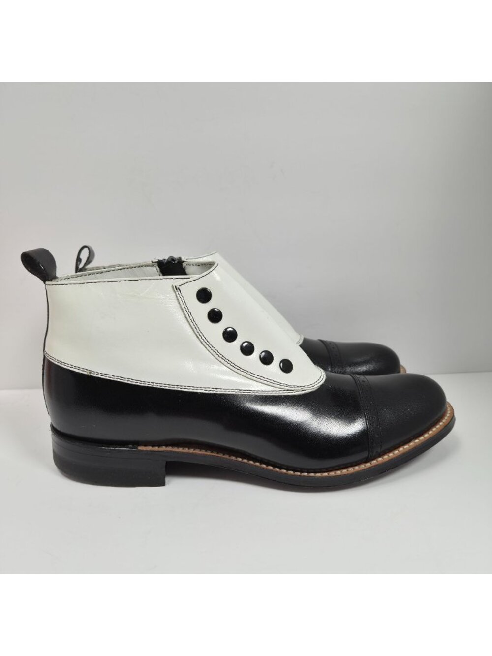 Stacy Adams Madison Men's White Black Leather Ankle Boots US Size 7.5D